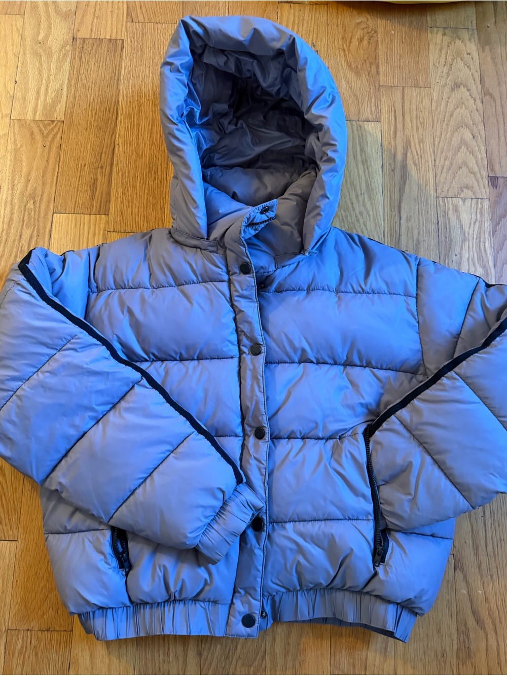 ALO Yoga Kids Hooded Puffer Jacket in Light Blue